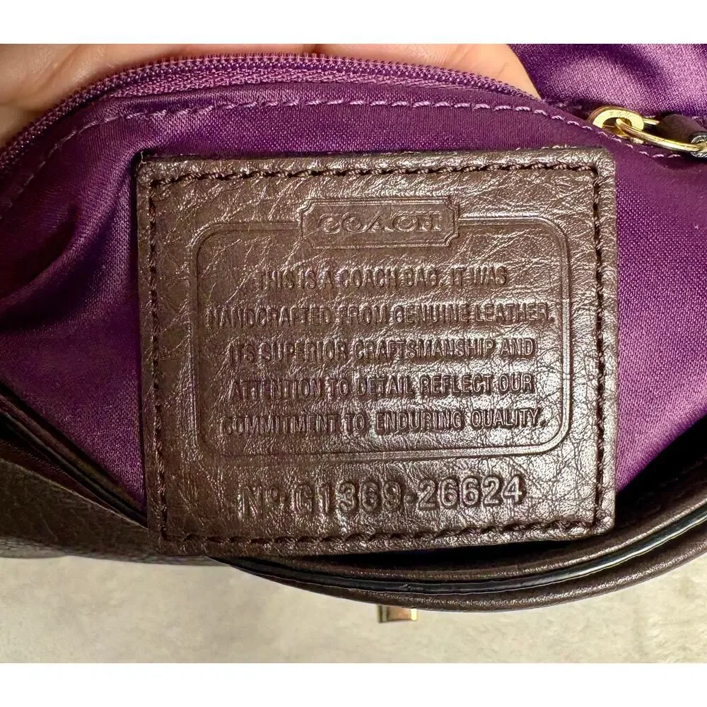 Coach Madison Sadie Flap Satchel in Brown Pebble Leather With Charm